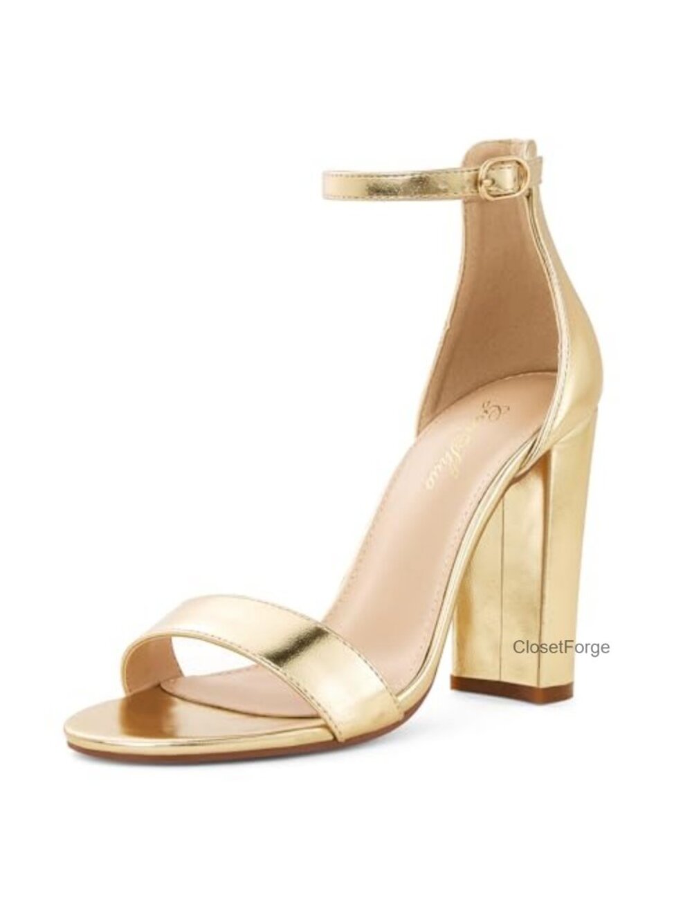 Chunky High Heel Sandals with Ankle Strap - 4-Inch Block Heel Open Toe